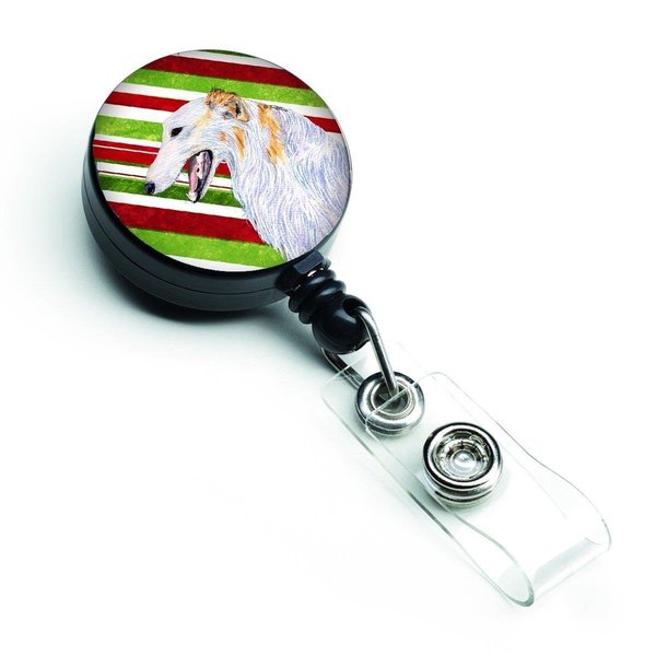 Teachers Aid Borzoi Candy Cane Holiday Christmas Retractable Badge Reel TE222929